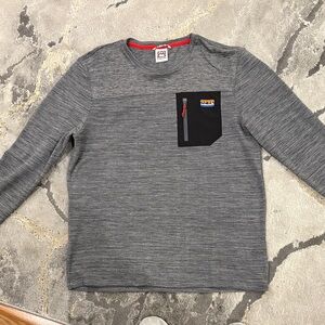 Avalanche Gray Long Sleeve Tee with Black Pocket